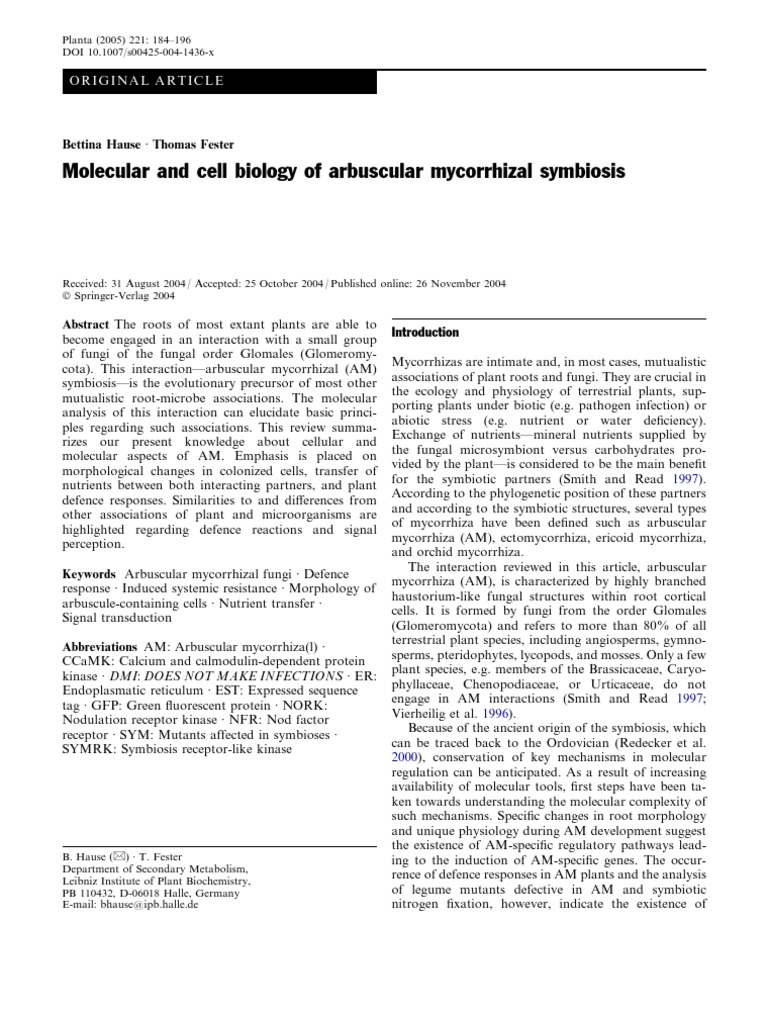 Arbuscular Mycorrhizal Symbiosis Insights | PDF | Cell Signaling ...