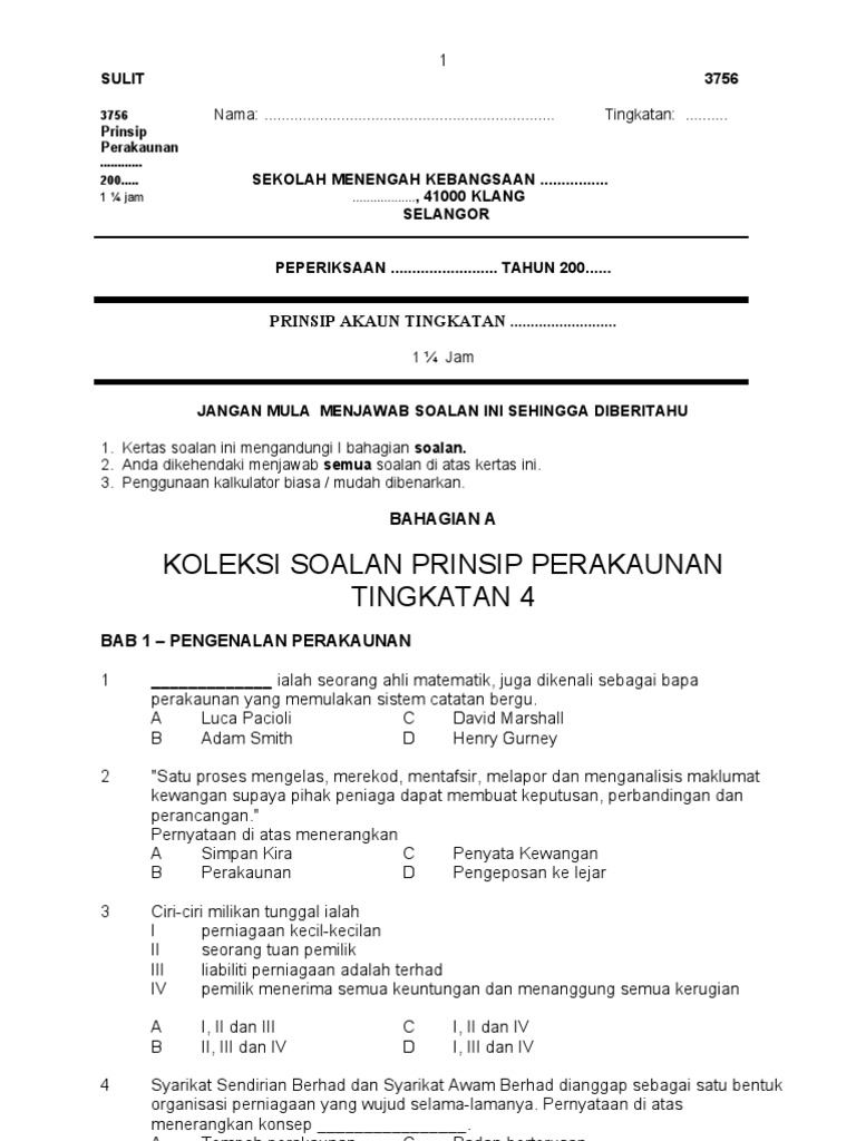 Soalan Peperiksaan Ekonomi Tingkatan 4 - Kuora v