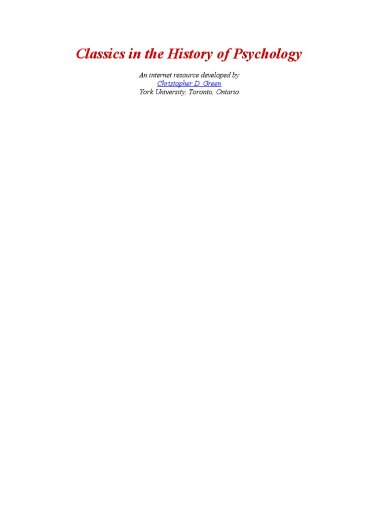 Classics in The History of Psychology | PDF | Metaphysics | Science