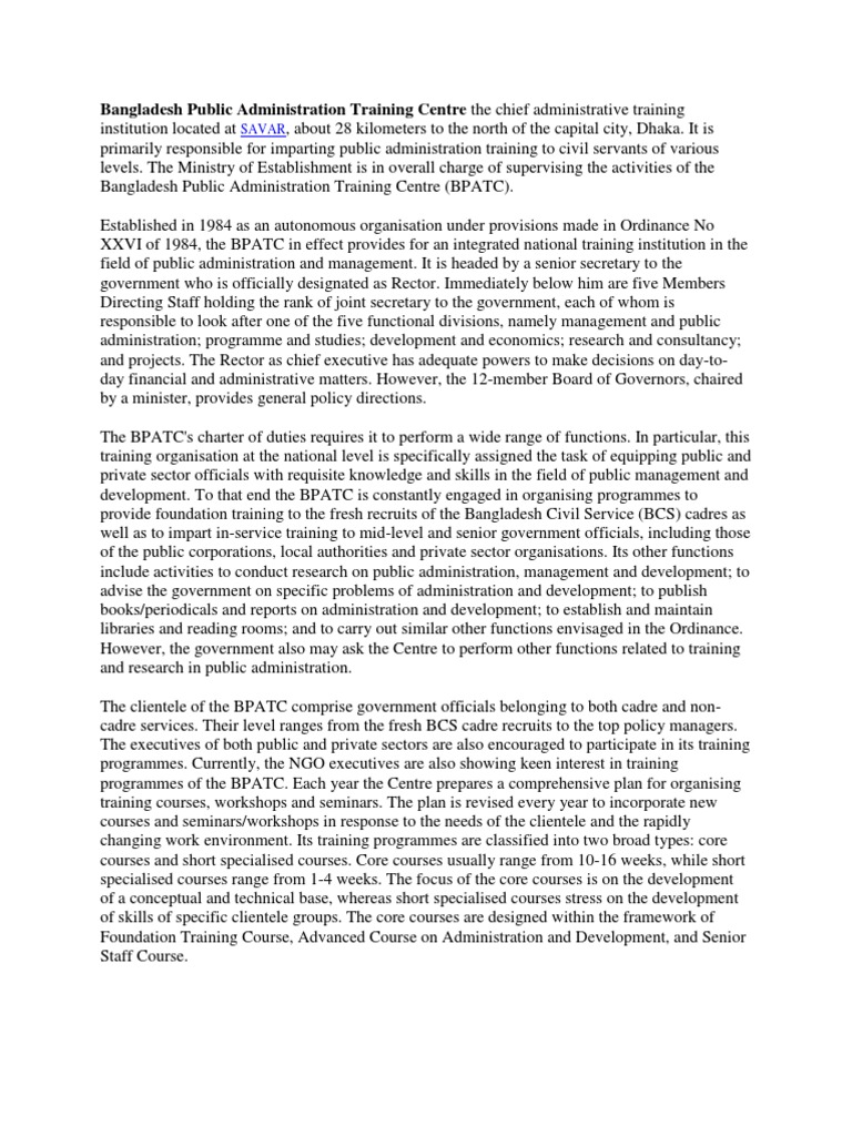 Overview of BPATC Training Programs | PDF | Public Administration ...