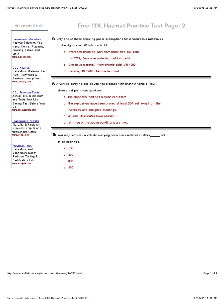 professional-truck-drivers-free-cdl-hazmat-practice-test-page-2-pdf-dangerous-goods-truck-driver