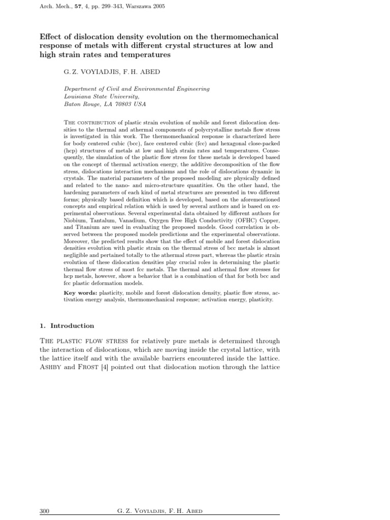 Dislocation Density Effects on Metal Flow Stress | PDF | Plasticity ...