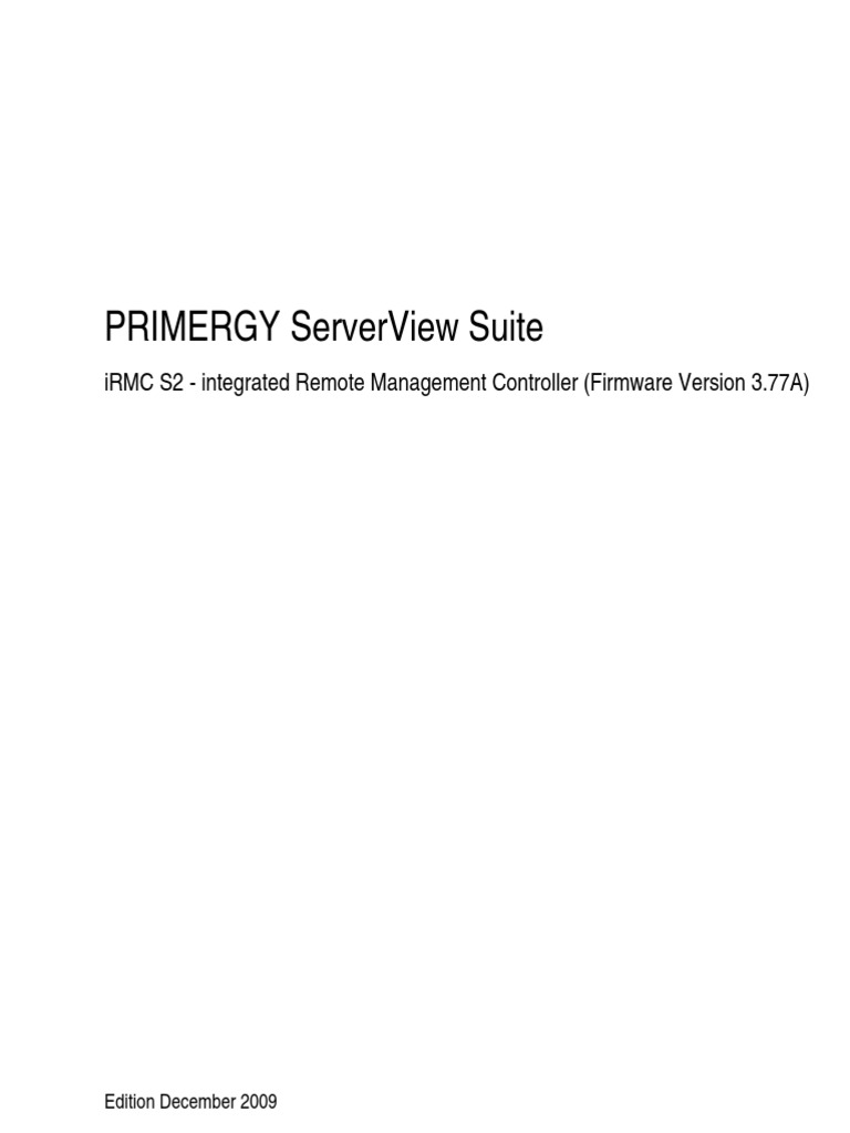 Primergy Serverview Suite: Irmc S2 - Integrated Remote Management ...
