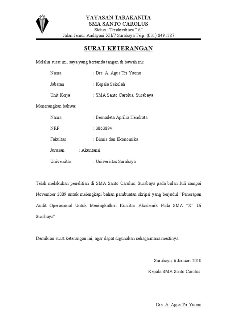 Surat Keterangan Survey