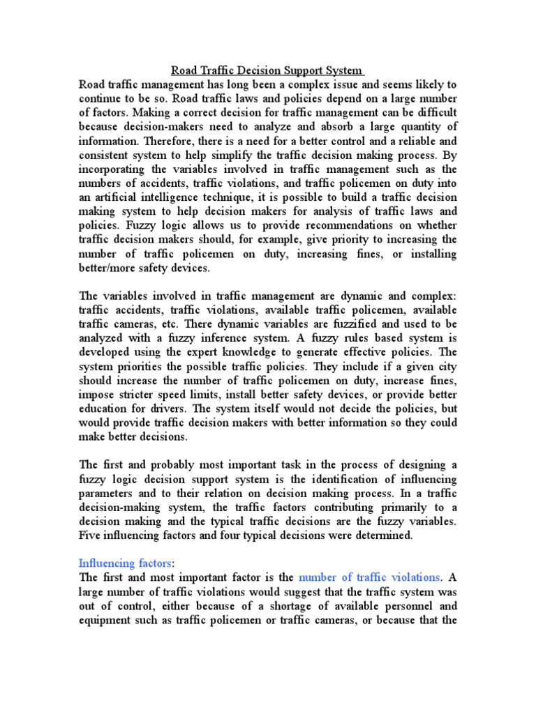 Road Traffic Decision Support System | PDF | Traffic | Traffic Collision