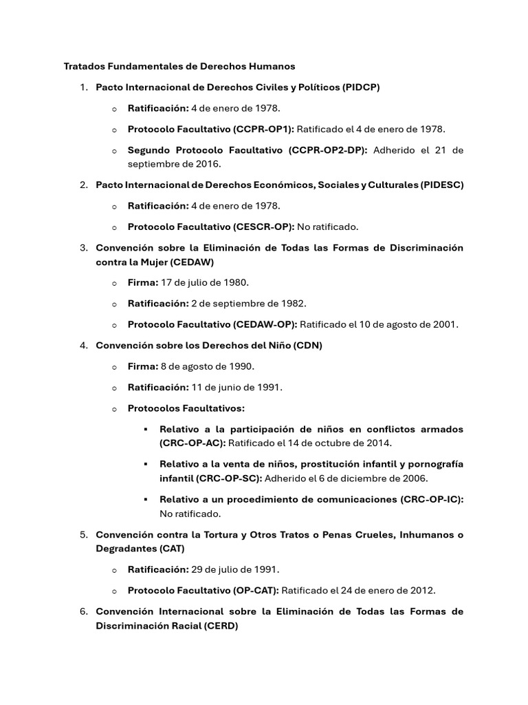 Tratados de Derechos Humanos en RD | PDF | Convenio europeo de derechos ...