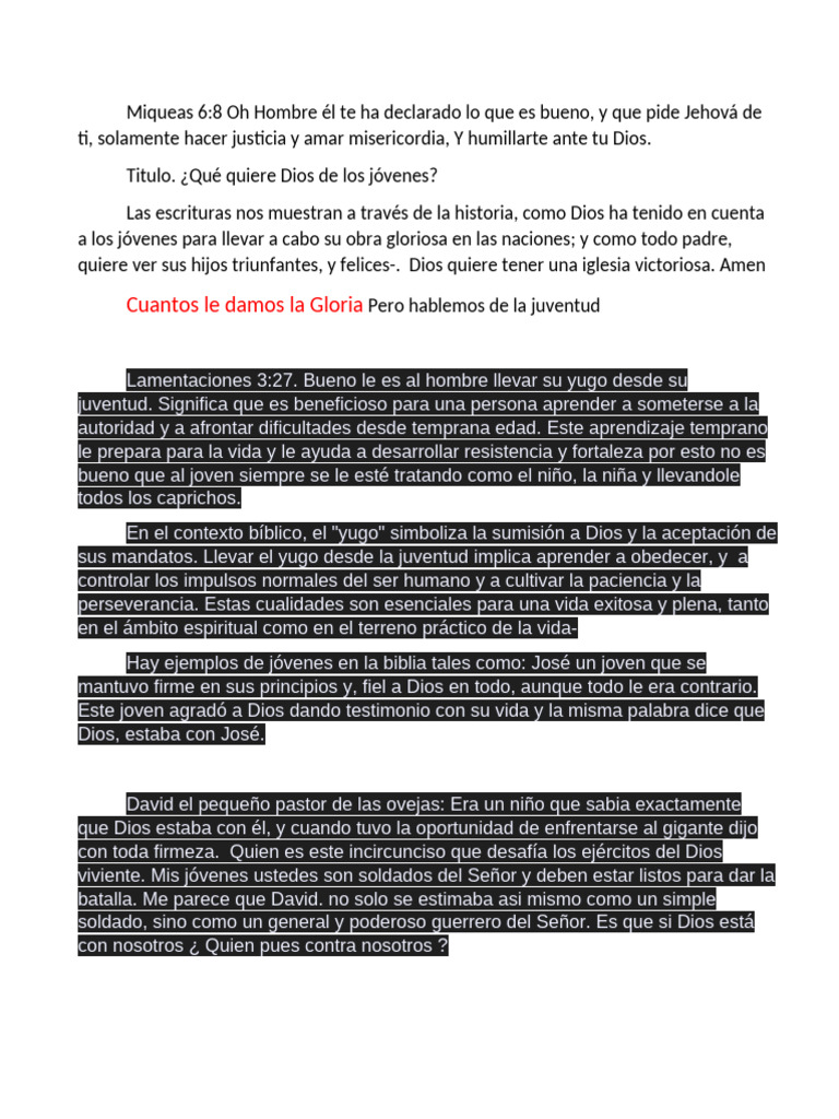 Lo que Dios espera de los jóvenes | PDF | Dios | Biblia