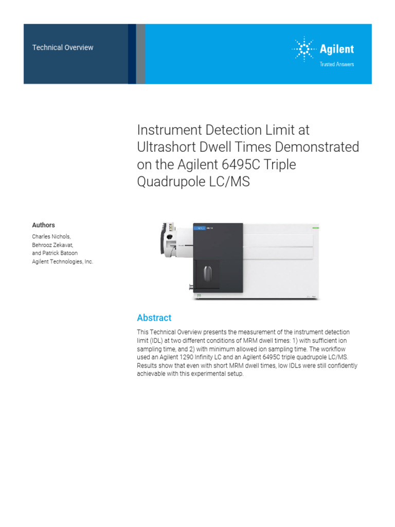 IDL Measurement at Short MRM Dwell Times | PDF | Detection Limit ...