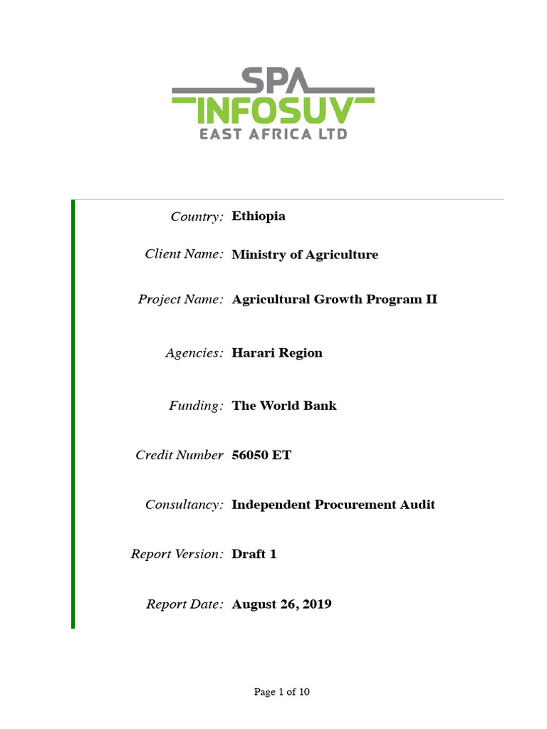 Procurement Audit Report for AGP II | PDF | Procurement | Audit