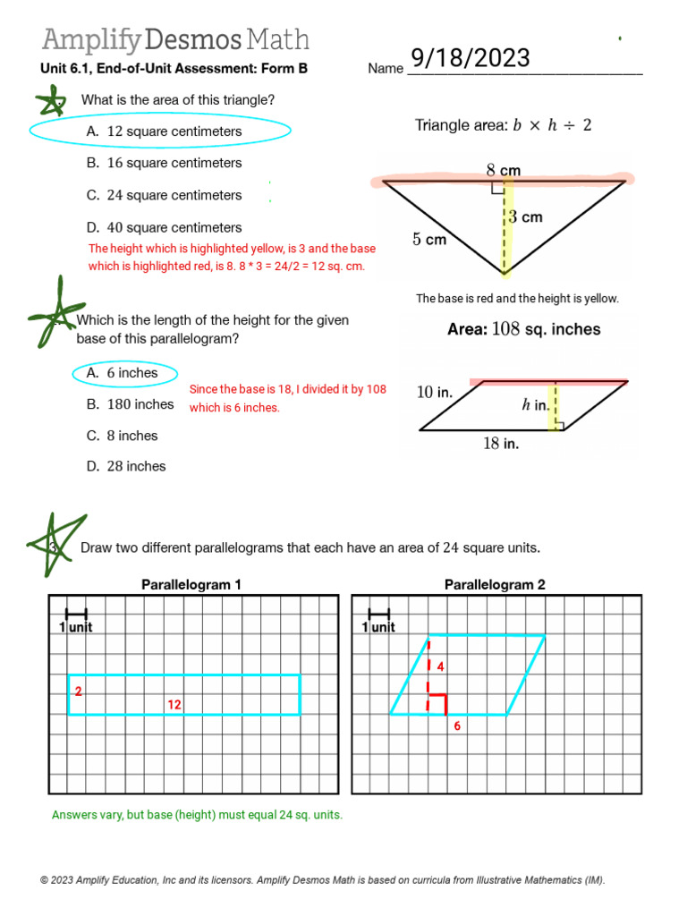 6th Grade Math Assessment Form B | PDF | Area | Euclidean Geometry