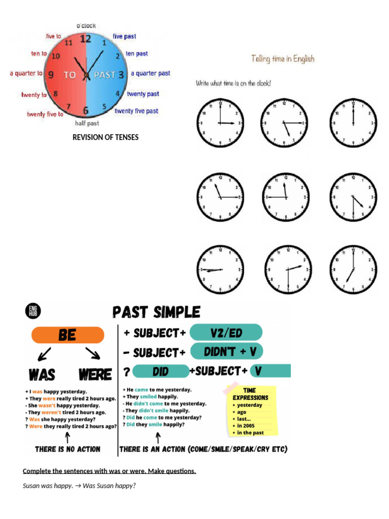 Revision of Tenses + The Time (Ia) | PDF | Question | Language Mechanics