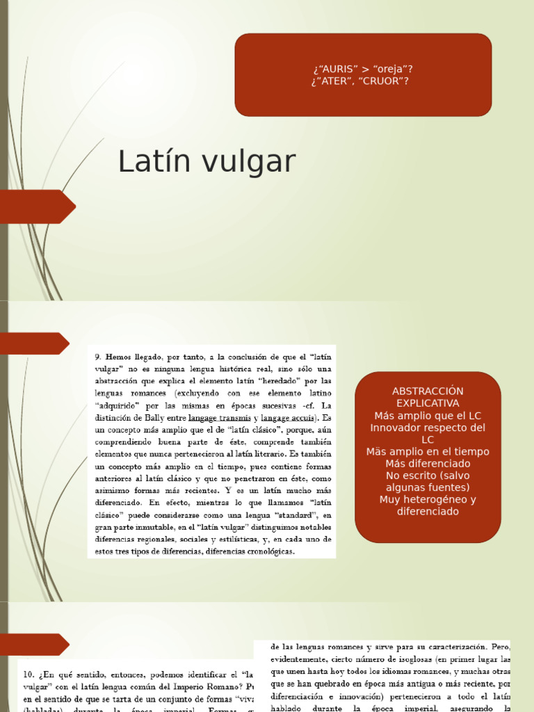 Características del Latín Vulgar | PDF | latín | Lingüística