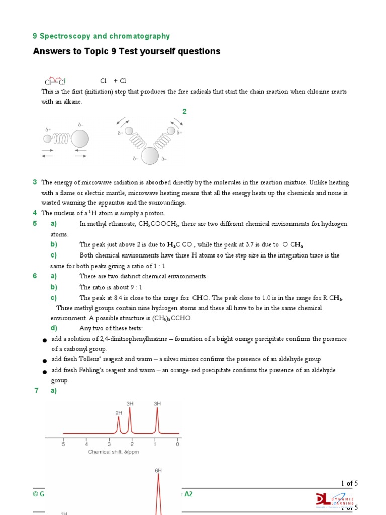 Answers To Topic 9 Test Yourself Questions 9 Spectroscopy and