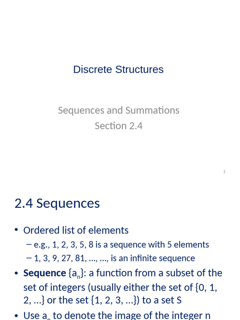 Sequences and Summations Overview | PDF | Sequence | Summation