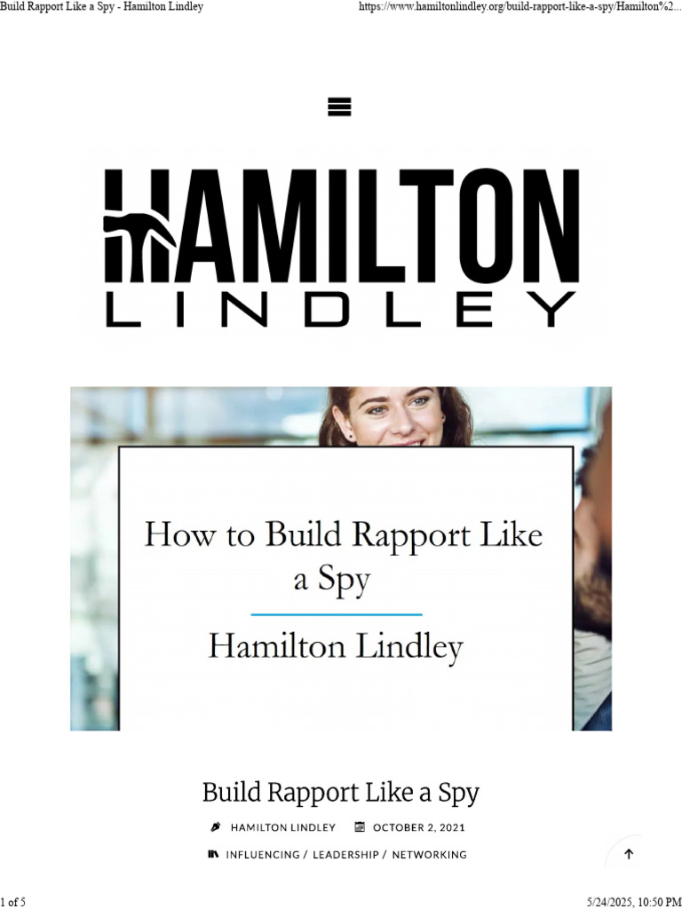 Master Rapport-Building Techniques | PDF