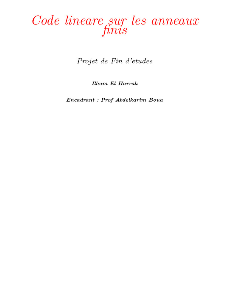 Codes linéaires sur anneaux finis | PDF | Anneau (mathématiques ...