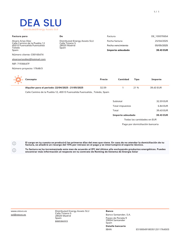 Invoice DE 100070654 1745795874546 | PDF | Economias