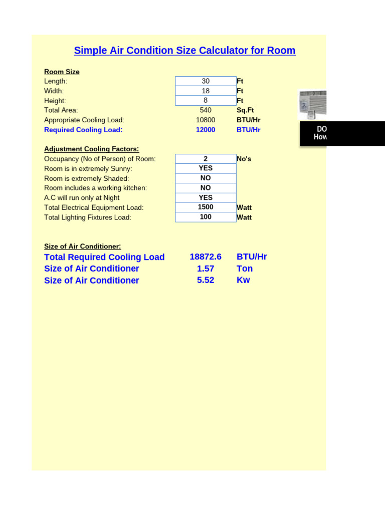 Air Conditioner Size Calculator Guide | PDF | Air Conditioning ...