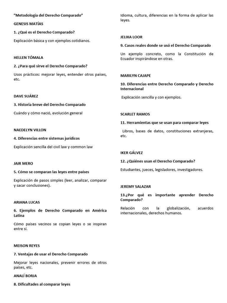 Metodología del Derecho Comparado | PDF | Ley comparativa | Ciencias ...