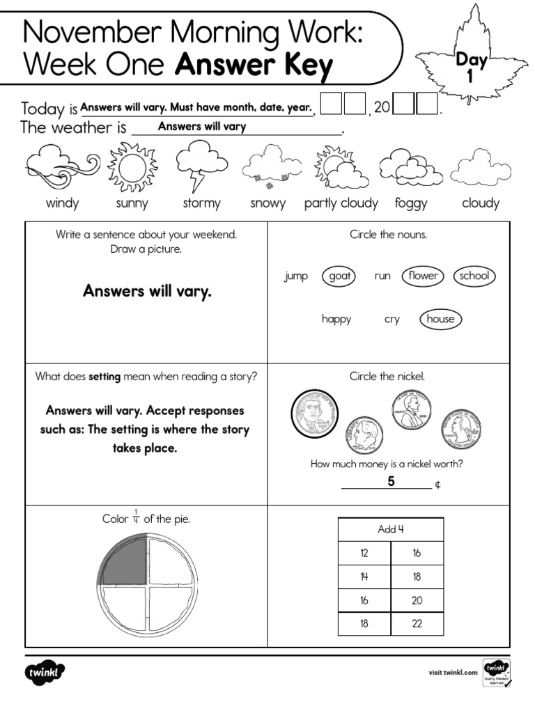Week One Answer Key November Morning Work Bundle | PDF | Linguistics ...