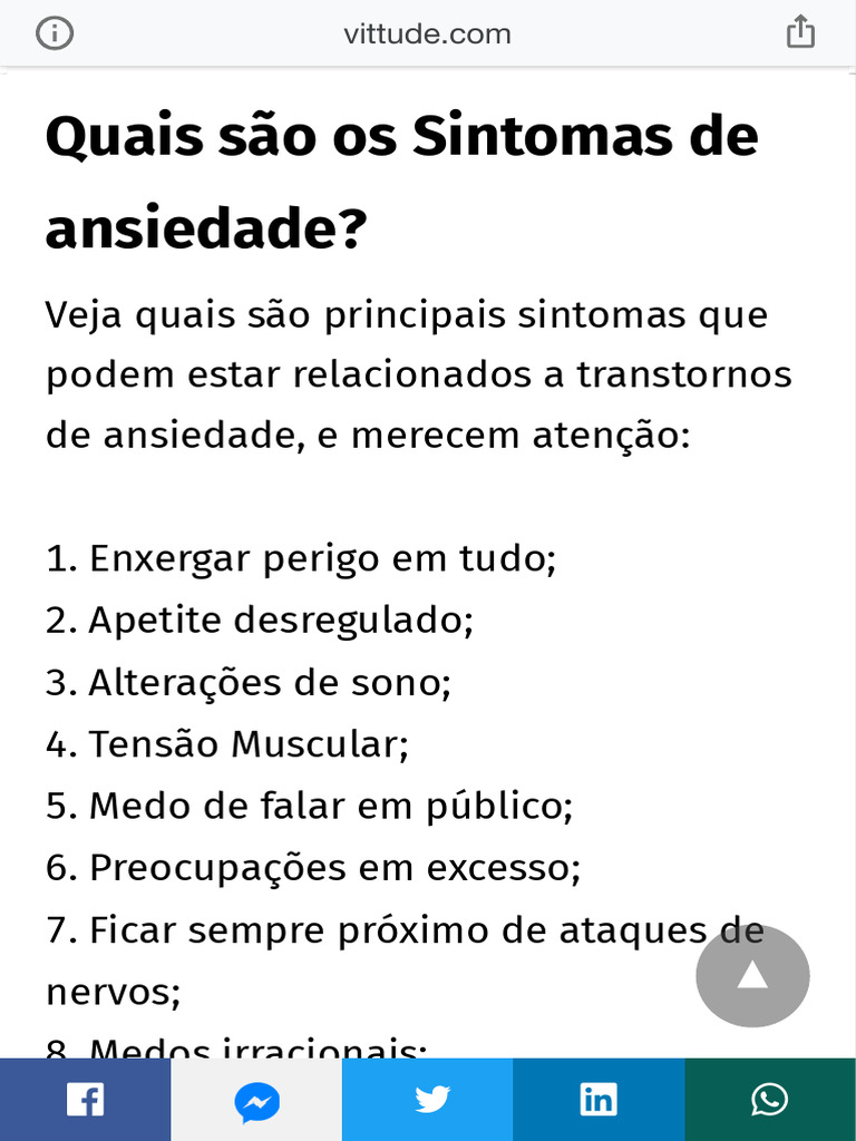 Sintomas Comuns de Ansiedade | PDF