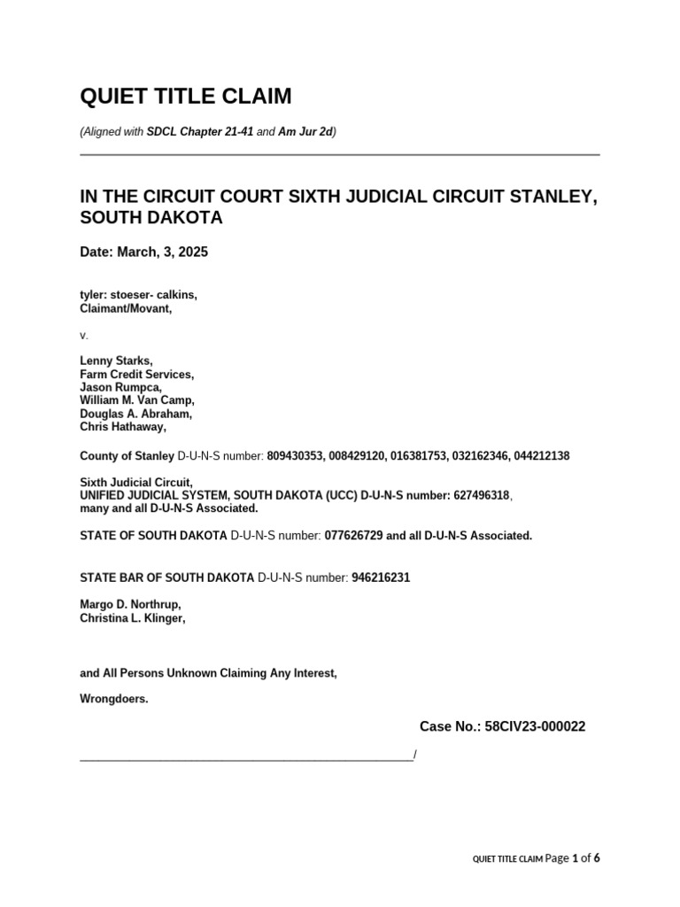 Tyler-Quiet Title Claim | PDF | Legal Remedy | Damages