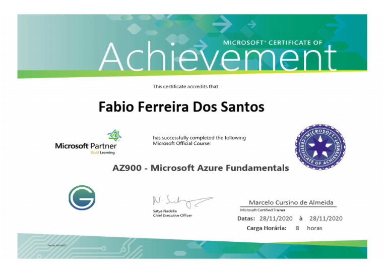 Certificado - AZ900 Microsoft Azure Fundamentals | PDF