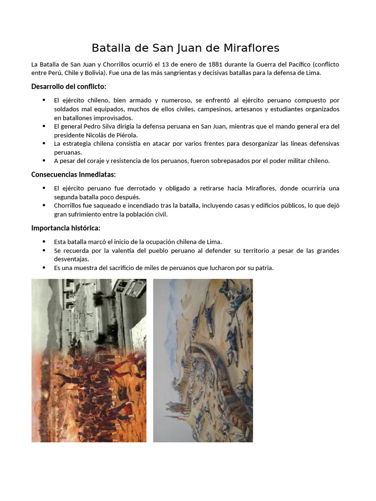 Batalla de San Juan y Chorrillos 1881 | PDF | Conflictos del segundo ...