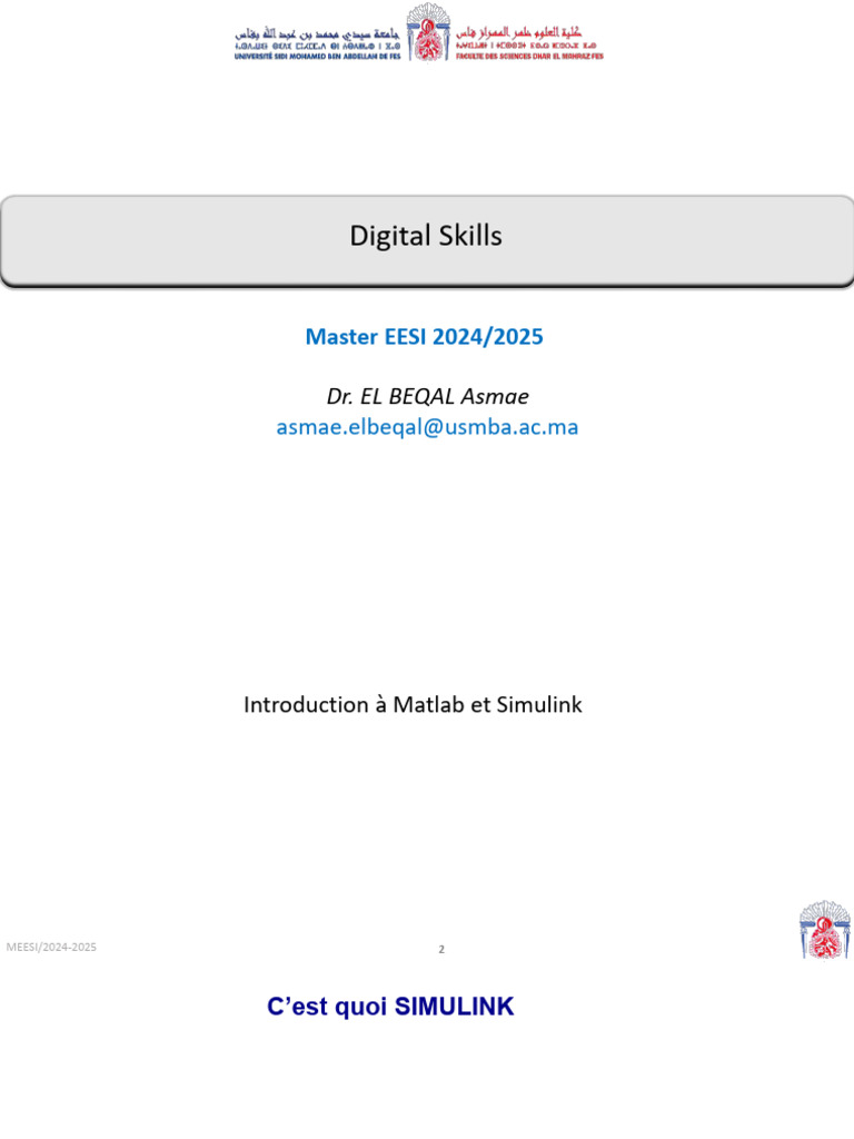Introduction à Simulink et MATLAB | PDF | Équations | Matrice ...