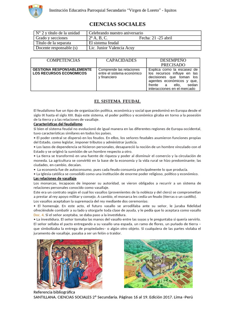 Separata de Ciencias Sociales 2do | PDF | Feudalismo | Edades medias