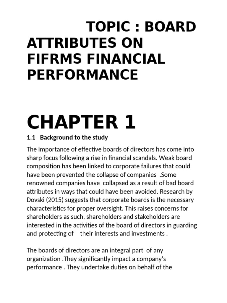 Board Attributes Impact on Financial Performance | PDF | Governance ...