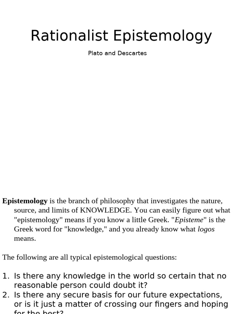 Rationalist and Empiricist Epistemology Powerpoint and Questions | PDF ...