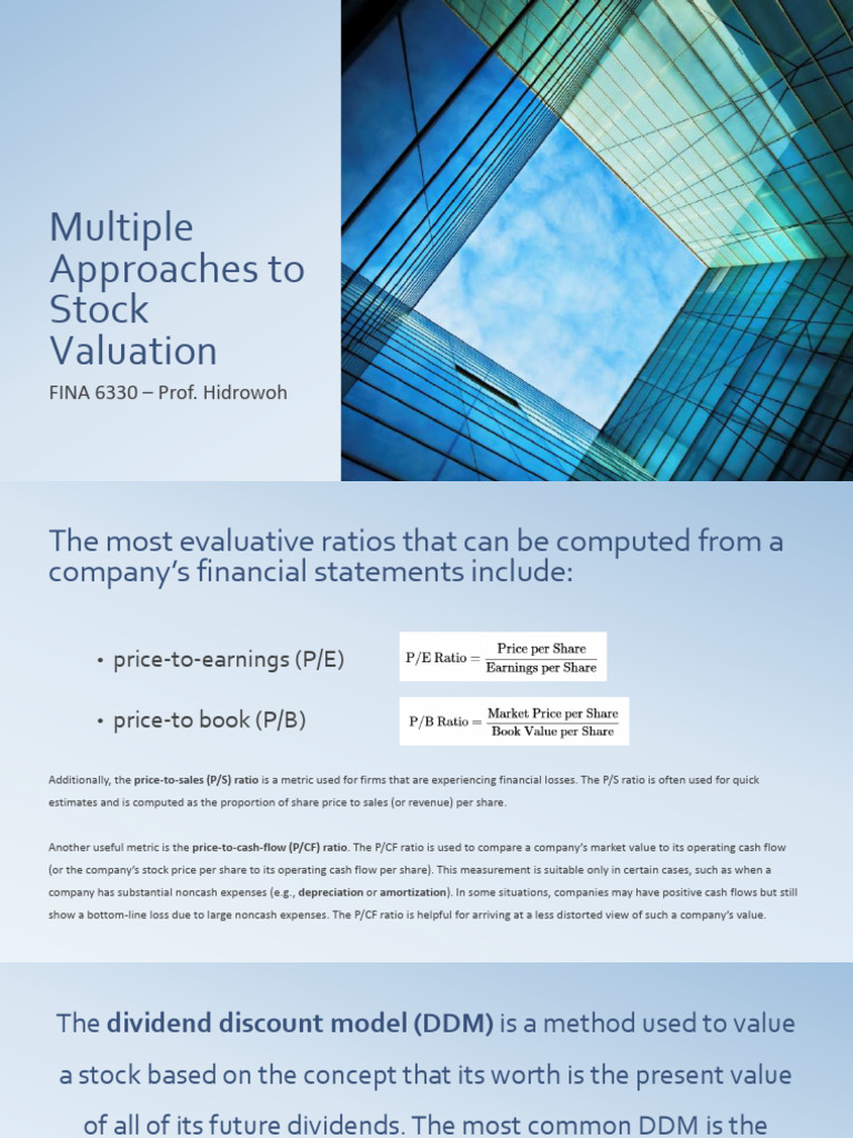 Stock Valuation Techniques Explained | PDF | Price–Earnings Ratio ...