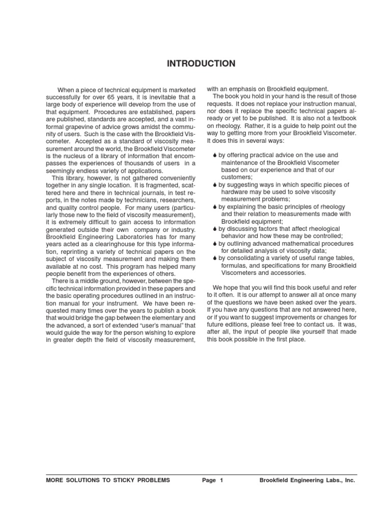 Brookfield Viscometer User's Guide | PDF | Rheology | Shear Stress