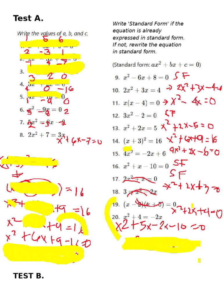 Standard Form Equation Guide | PDF