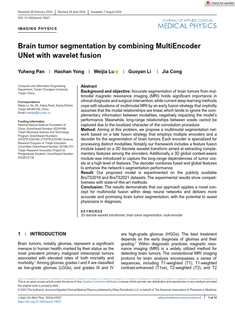 Brain Tumor Segmentation with Multi-Encoder UNet | PDF | Image ...