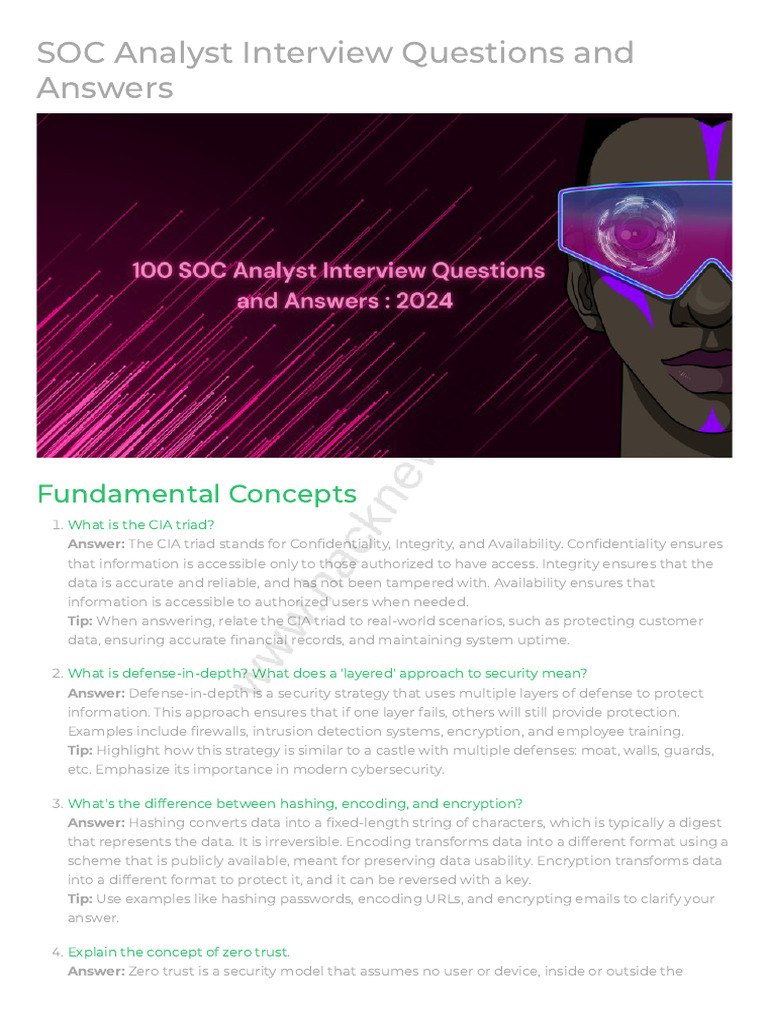 Essential SOC Analyst Interview Q&A | PDF | Security | Computer Security