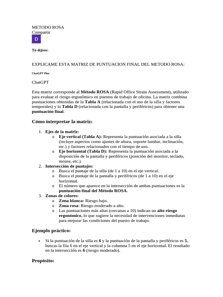 Matriz de Puntuación del Método ROSA | PDF | Periférico | Matriz ...