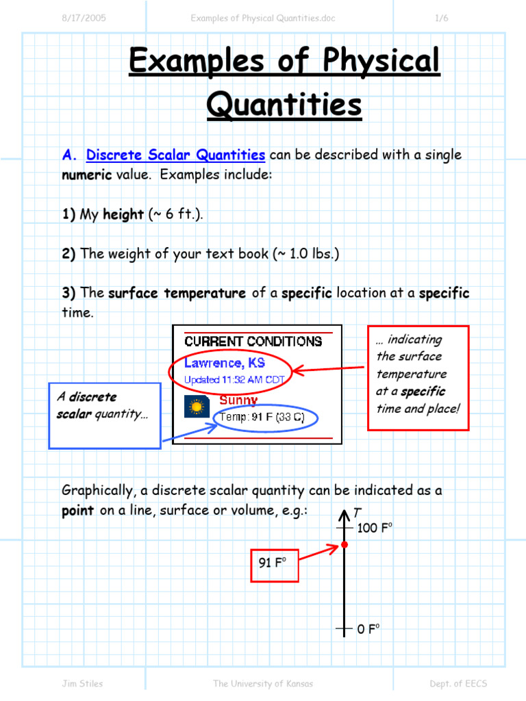 Examples of Physical Quantities | PDF | Euclidean Vector | Quantity