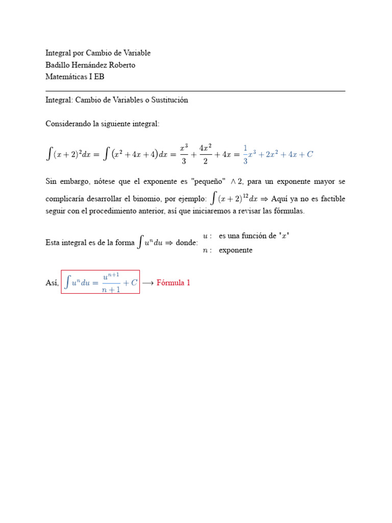 Apunte 2 - Integral Por Cambio de Variable | PDF | Integral | Análisis ...
