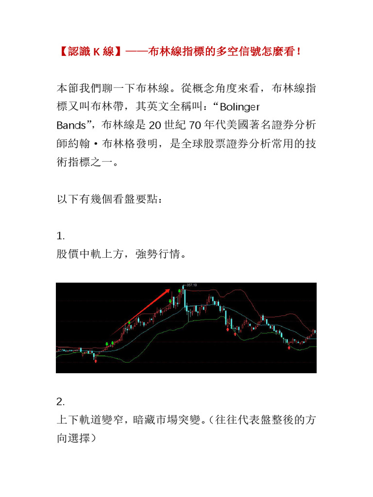 認識K線】 布林線指標的多空信號怎麼看！ | PDF