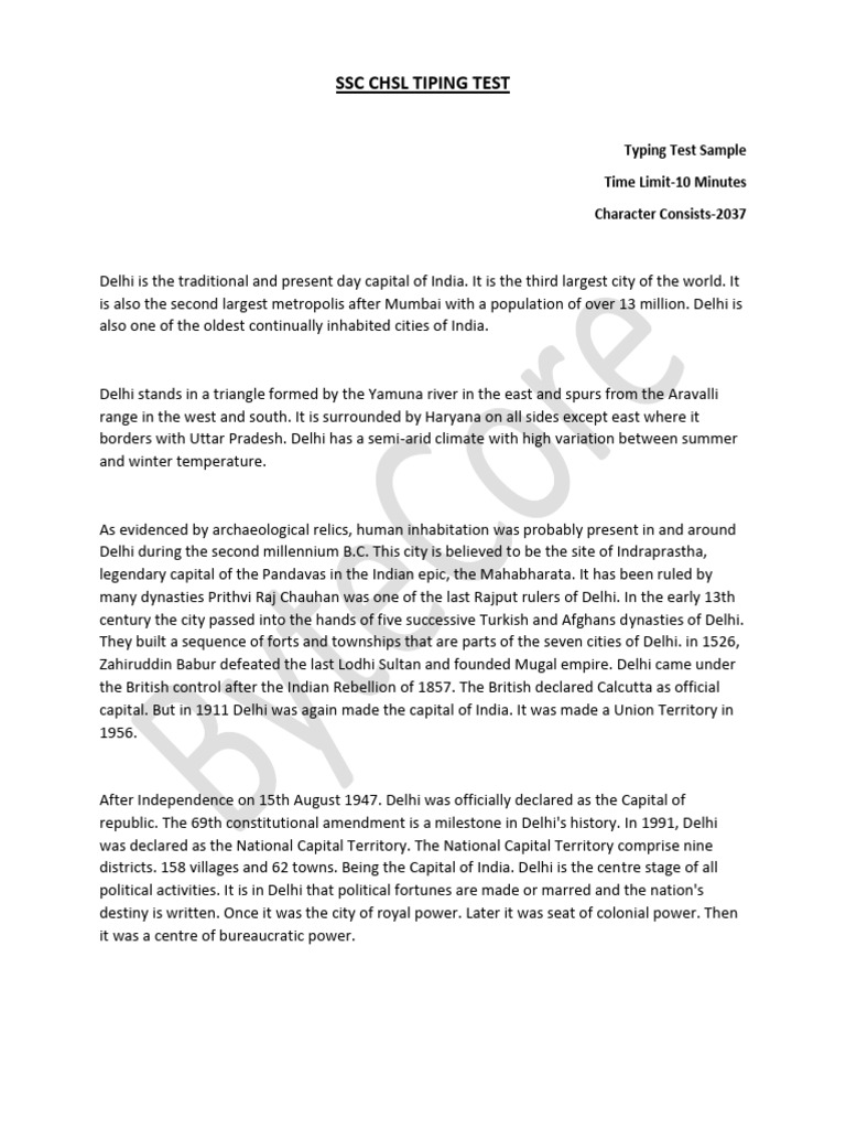 SSC CHSL Typing Test Overview | PDF