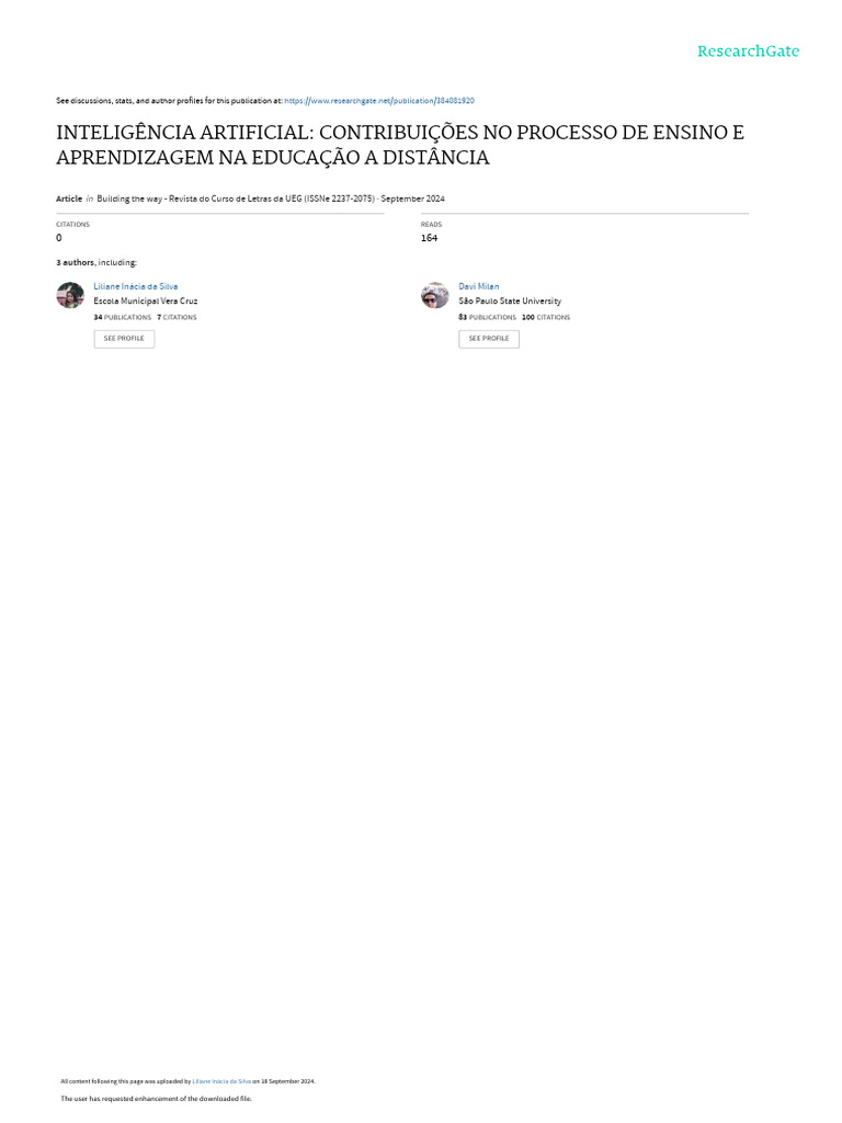 IA na Educação a Distância: Contribuições | PDF | Educação à distância ...