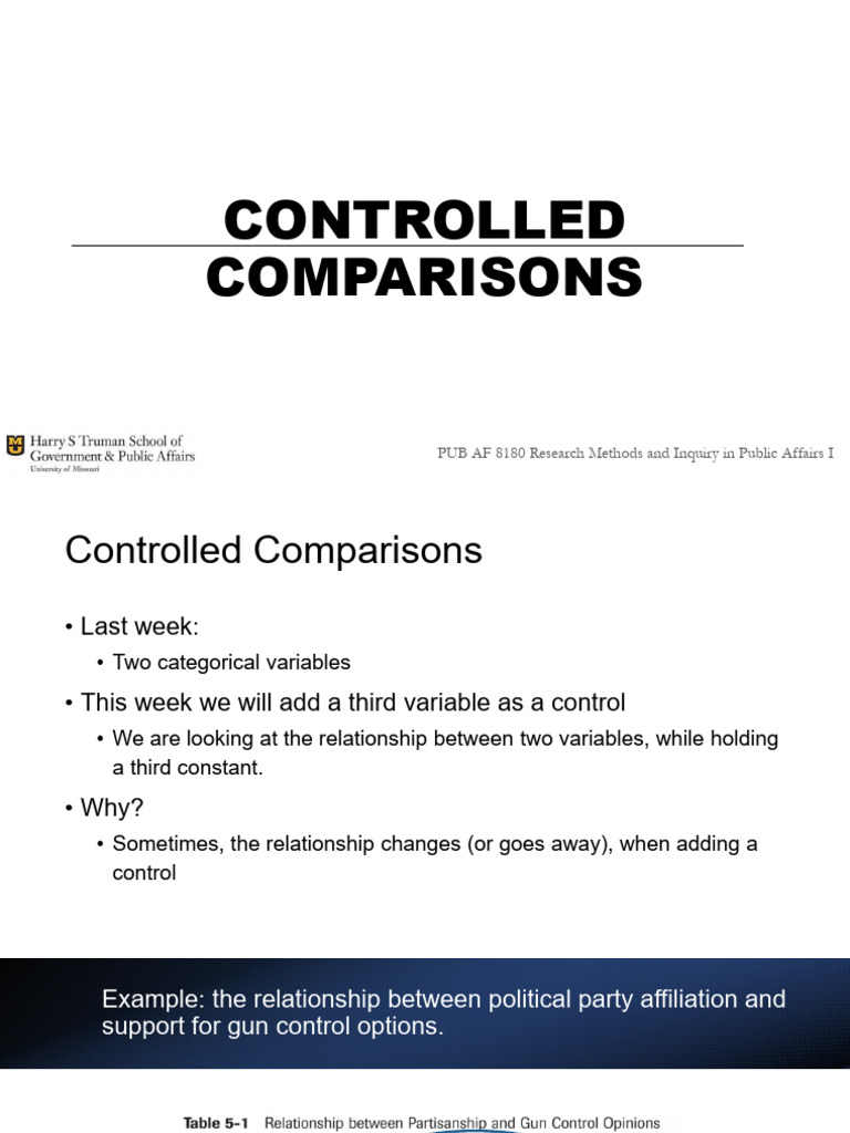 Week 9 Controlled Comparisons | PDF | Social Support | Confounding