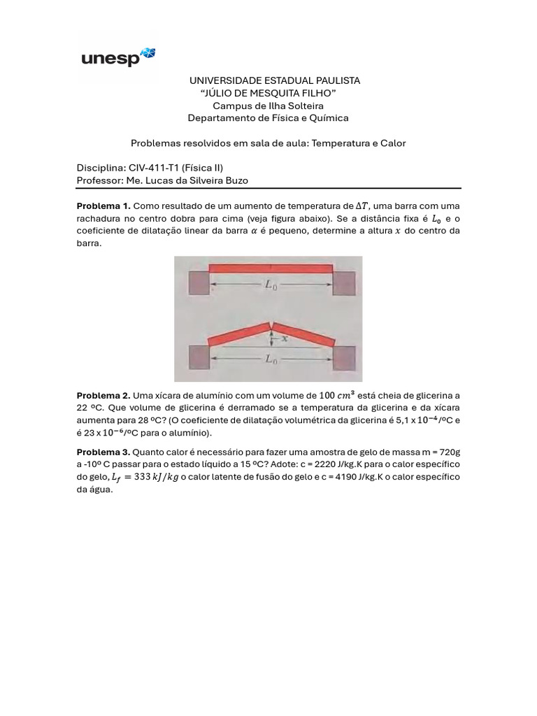 Problemas de Calor e Temperatura em Física | PDF
