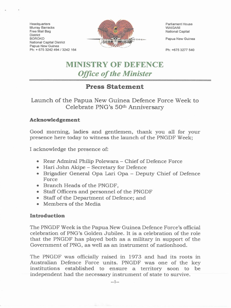 PNGDF Week: Celebrating 50 Years | PDF | Papua New Guinea ...