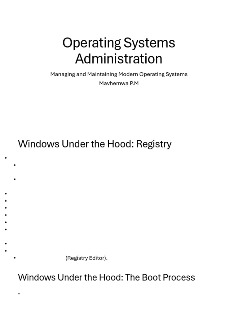 3 Operating Systems Administration Pdf Windows Registry File System