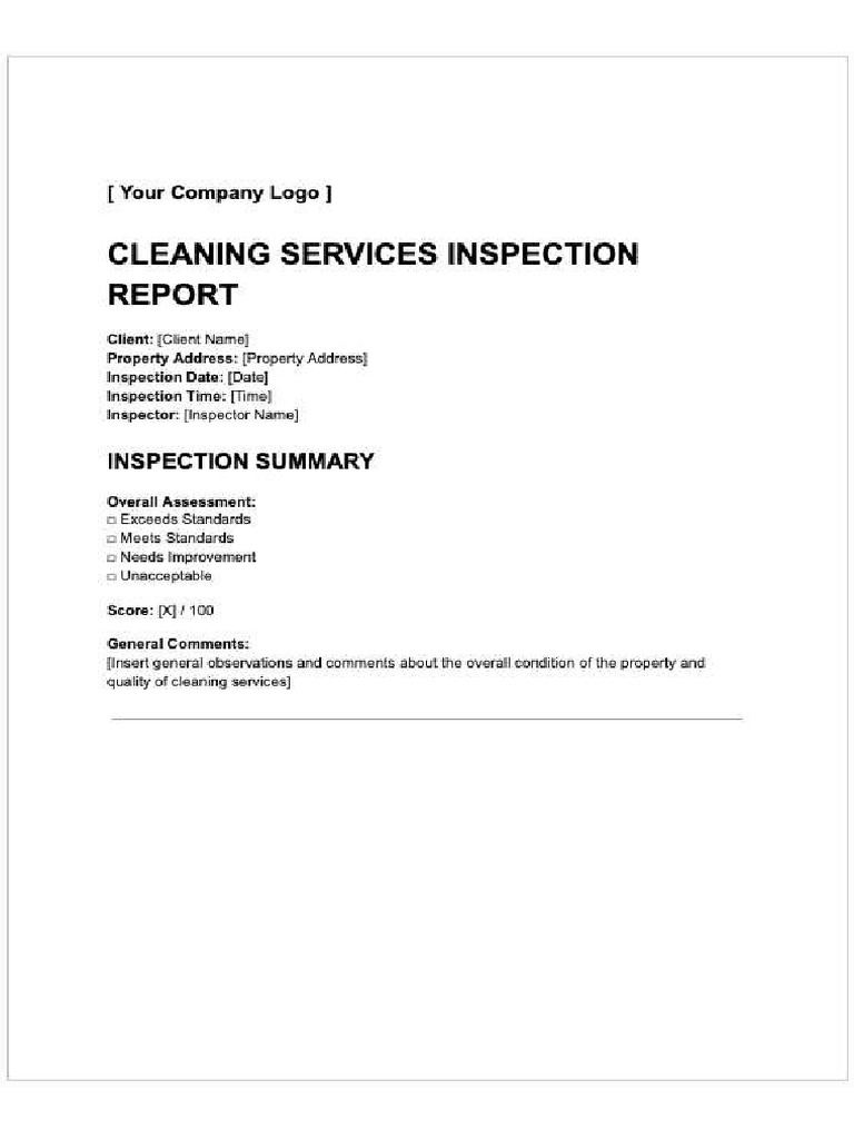 Cleaning Services Inspection Report | PDF