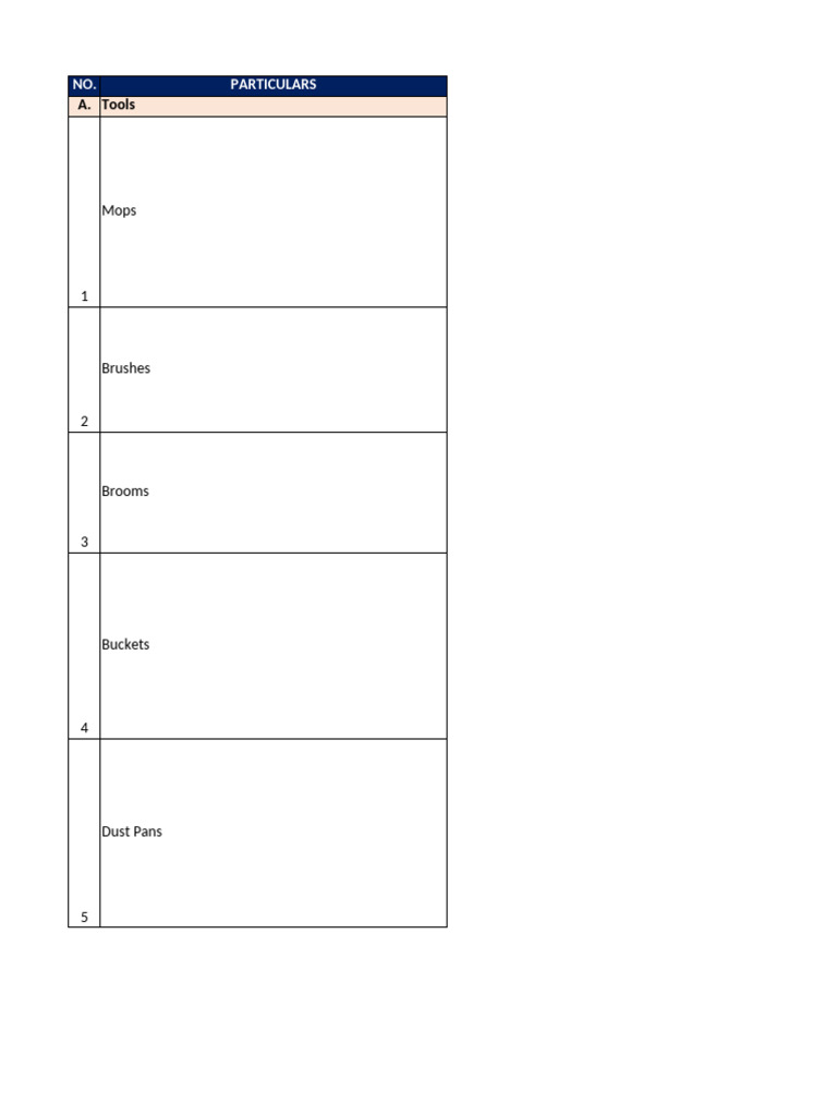 List of Tools Equipment and Materials | PDF | Home | Cleaning