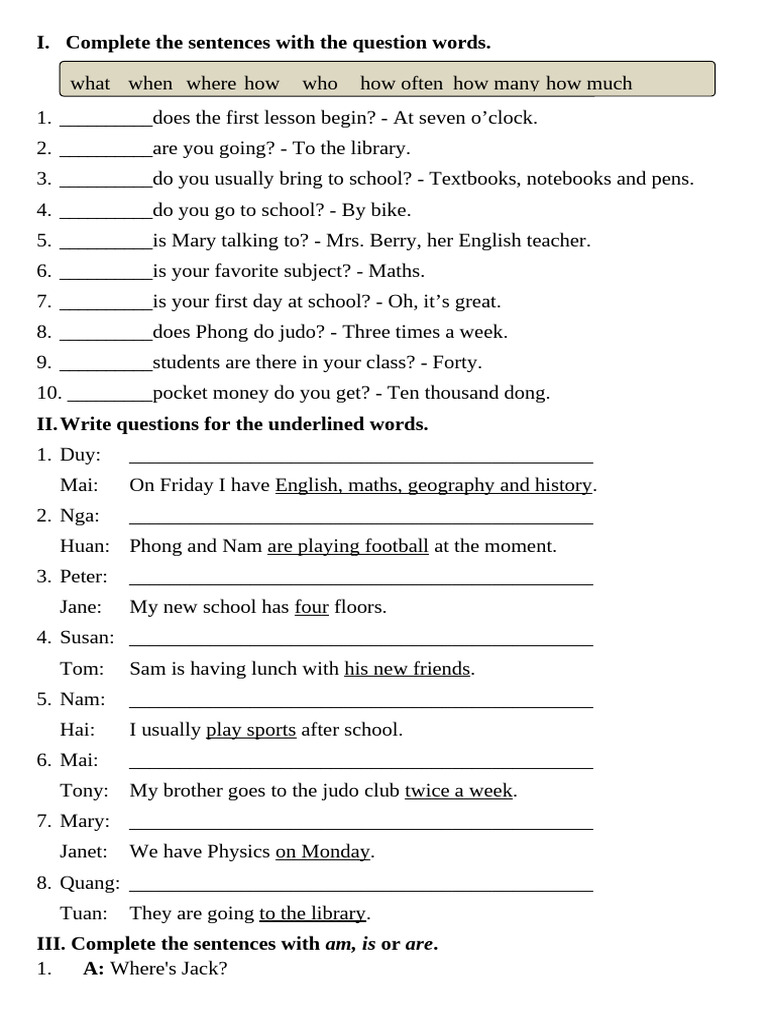 Question Words and Simple Present Exercises | PDF